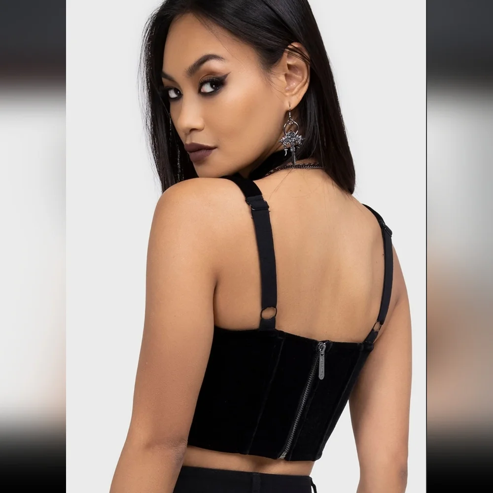 Killstar Black Crop Top with Silver Ankh Design - Picture 5 of 7